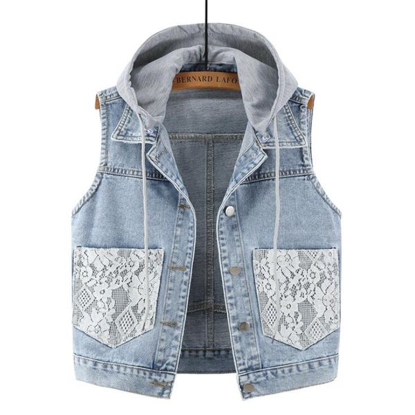 women's vests spring and summer 2021 fashion lace pocket denim vest hooded female short paragraph, Black;white
women's vests spring and summer 2021 fashion lace pocket denim vest hooded female short paragraph, Black;white