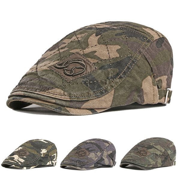 berets pure cotton men's camouflage beret breathable wild embroidery sun hat sunscreen flat top, Blue;gray
berets pure cotton men's camouflage beret breathable wild embroidery sun hat sunscreen flat top, Blue;gray