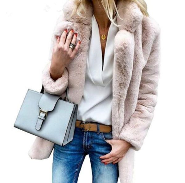 women colored casual faux fur coat ladies 2020 autumn winter pink warm soft outwear oversize faux fur jacket plus size, Black
women colored casual faux fur coat ladies 2020 autumn winter pink warm soft outwear oversize faux fur jacket plus size, Black