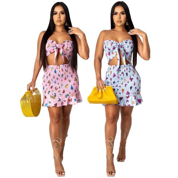 bkld butterfly print strapless crop and ruffles mini skirt two piece sets matching sets summer party night club outfits, Gray
bkld butterfly print strapless crop and ruffles mini skirt two piece sets matching sets summer party night club outfits, Gray