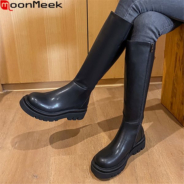 boots moonmeek 2021 arrival knee high genuine leather square heels round toe platform black color women
boots moonmeek 2021 arrival knee high genuine leather square heels round toe platform black color women