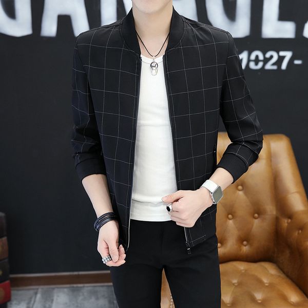spring and autumn casual jacket men's baseball long sleeve jacket, Black;brown