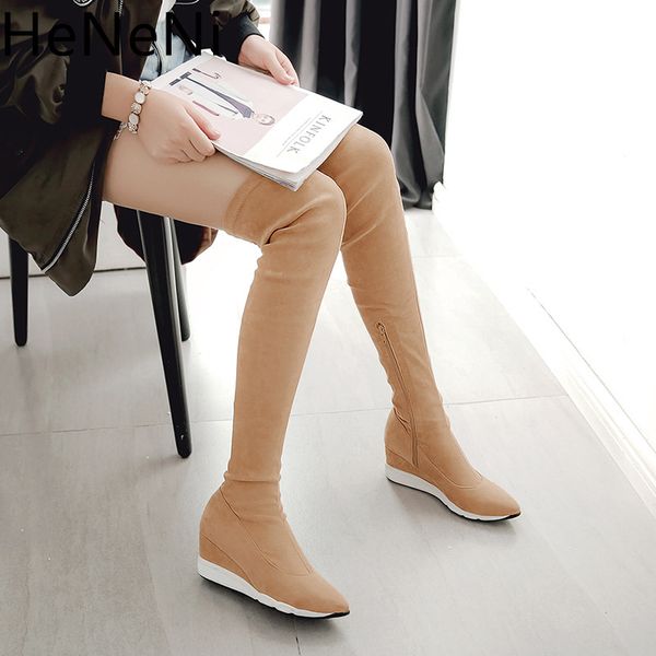 women flock over the knee boots height increasing women wedge autumn winter high boots thigh high bota feminina 33, Black
women flock over the knee boots height increasing women wedge autumn winter high boots thigh high bota feminina 33, Black