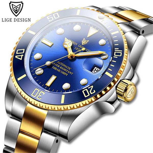 lige design men watches automatic gold watch men stainless steel waterproof business sport mechanical wristwatch, Slivery;brown
lige design men watches automatic gold watch men stainless steel waterproof business sport mechanical wristwatch, Slivery;brown