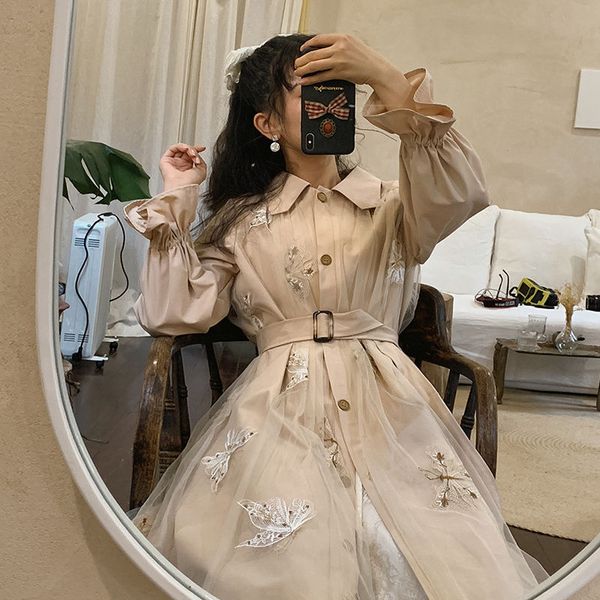 vintage mesh embroidery lapel collar women's trench coat with belt single breasted flare sleeve ethnic style female windbreaker, Tan;black
vintage mesh embroidery lapel collar women's trench coat with belt single breasted flare sleeve ethnic style female windbreaker, Tan;black