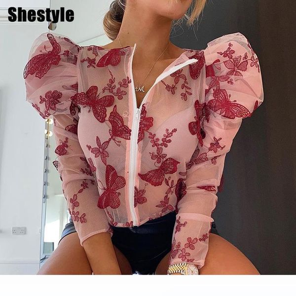 shestyle mesh zip up butterfly see through leg-of-mutton sleeve ruched elegant blouse embroidery cropped tees women, White
shestyle mesh zip up butterfly see through leg-of-mutton sleeve ruched elegant blouse embroidery cropped tees women, White