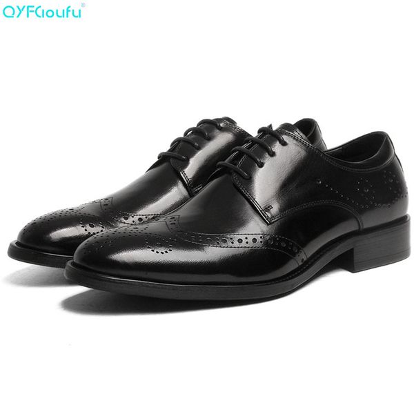 qyfcioufu luxury classic mens brogue oxfords dress shoes genuine cow leather pointed toe lace up male formal footwear party shoe, Black
qyfcioufu luxury classic mens brogue oxfords dress shoes genuine cow leather pointed toe lace up male formal footwear party shoe, Black
