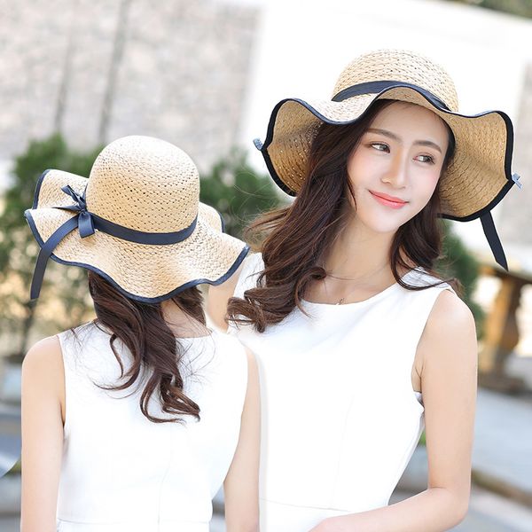 summer straw hat women foldable bow-knot travel sun hat beach big brim sunscreen summer sun beach cap, Blue;gray
summer straw hat women foldable bow-knot travel sun hat beach big brim sunscreen summer sun beach cap, Blue;gray