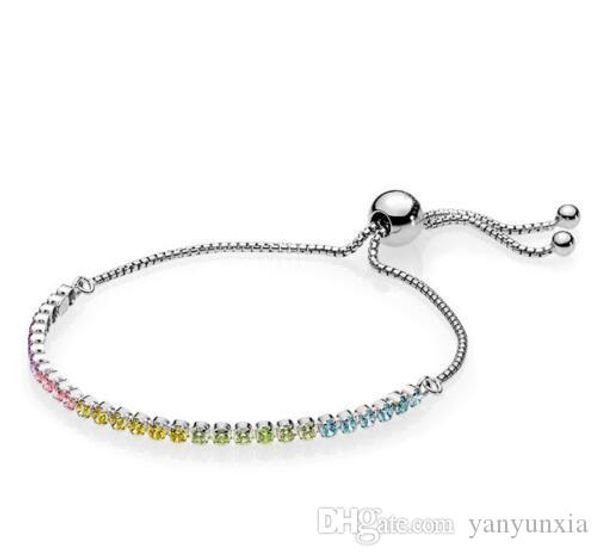 original 925 sterling silver bracelet rainbow tennis sparkling strand adjust bracelet bangle fit bead charm diy fashion jewelry, Golden;silver
original 925 sterling silver bracelet rainbow tennis sparkling strand adjust bracelet bangle fit bead charm diy fashion jewelry, Golden;silver