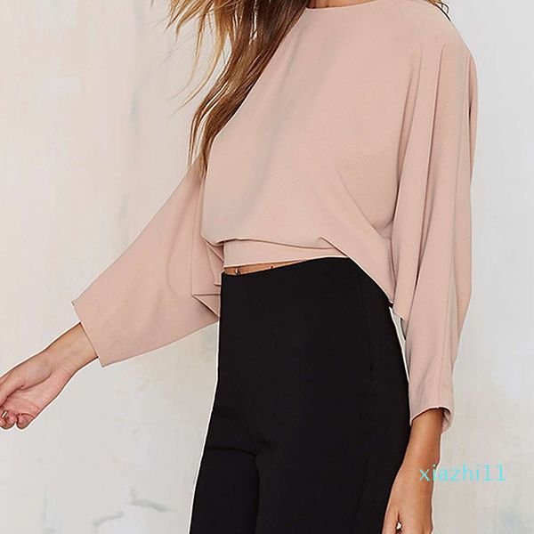 womens fashion backless solid three quarter sleeve crop drawstring buttons lady t-shirts for wholesale, White
womens fashion backless solid three quarter sleeve crop drawstring buttons lady t-shirts for wholesale, White