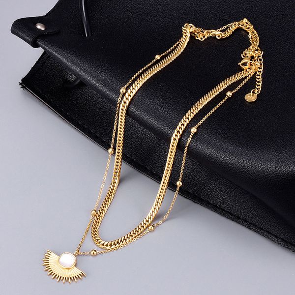 hongcheng jewellery female stacked titanium steel ins trendy geometric wheel shell clavicle chain hcl232 pendant necklaces, Silver
hongcheng jewellery female stacked titanium steel ins trendy geometric wheel shell clavicle chain hcl232 pendant necklaces, Silver