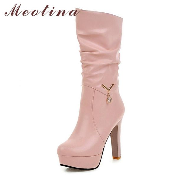 meotina mid-calf boots women shoes metal decoration platform super high heel boots crystal thin heels ladies pink size 43, Black
meotina mid-calf boots women shoes metal decoration platform super high heel boots crystal thin heels ladies pink size 43, Black