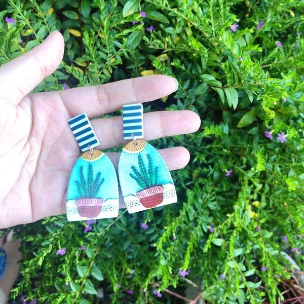 new design colorful graffiti beach swimming pool cactus printing long dangle drop earrings for women jewelry, Silver
new design colorful graffiti beach swimming pool cactus printing long dangle drop earrings for women jewelry, Silver