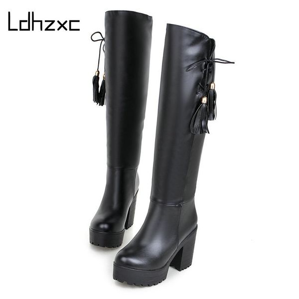 ldhzxc knee high boots thick high heeled female boots round toe platform ladies shoes white wedding shoes plus size, Black
ldhzxc knee high boots thick high heeled female boots round toe platform ladies shoes white wedding shoes plus size, Black