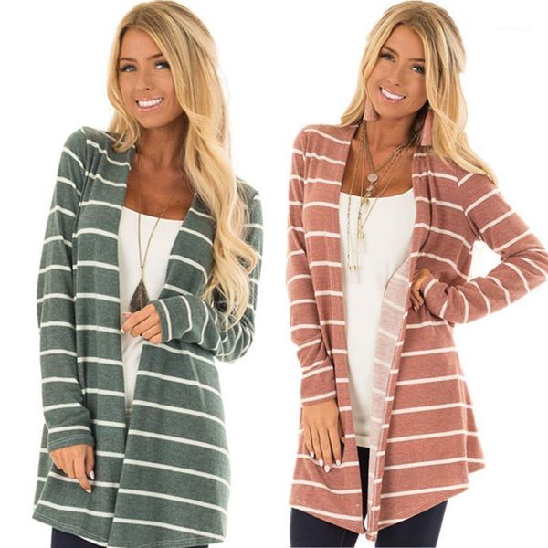 womens cardigan coats casual long sleeve females clothing striped print womens designer jackets fashion loose irregular hem, Black;brown
womens cardigan coats casual long sleeve females clothing striped print womens designer jackets fashion loose irregular hem, Black;brown