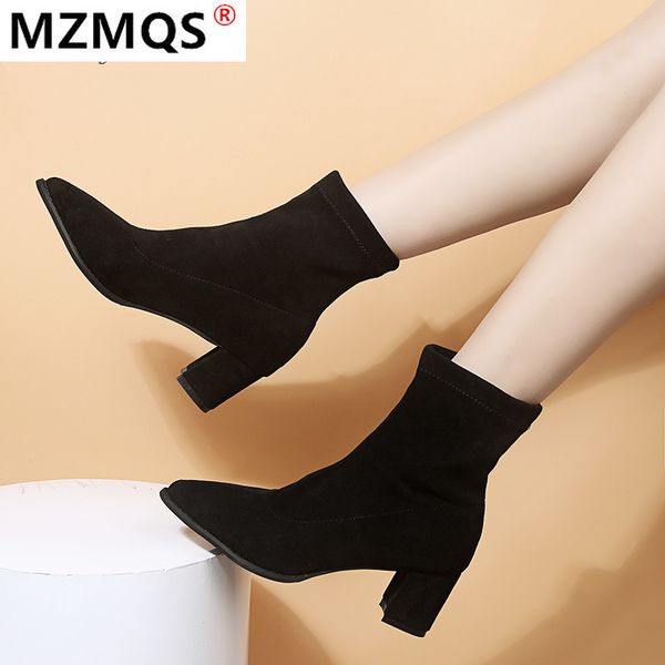 2020 winter women's boots fashion slip-on black mid-calf boots pointed toe suede-high heel square-heel women's botas mujer
2020 winter women's boots fashion slip-on black mid-calf boots pointed toe suede-high heel square-heel women's botas mujer