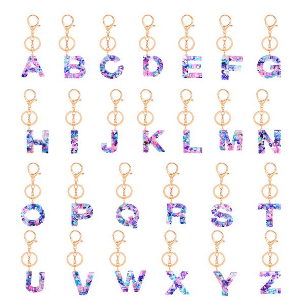 

America and Europe High Quality 26 Capital Letters Keychains Resin Alphabet Key Chain Car Ring