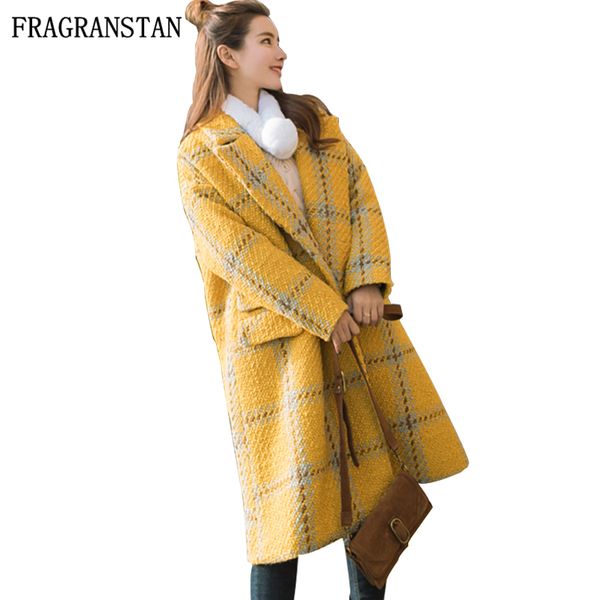 women's wool & blends women autumn winter yellow plaid double breasted woolen coats loose plus size warm thicken long parkas girl overc, Black
women's wool & blends women autumn winter yellow plaid double breasted woolen coats loose plus size warm thicken long parkas girl overc, Black