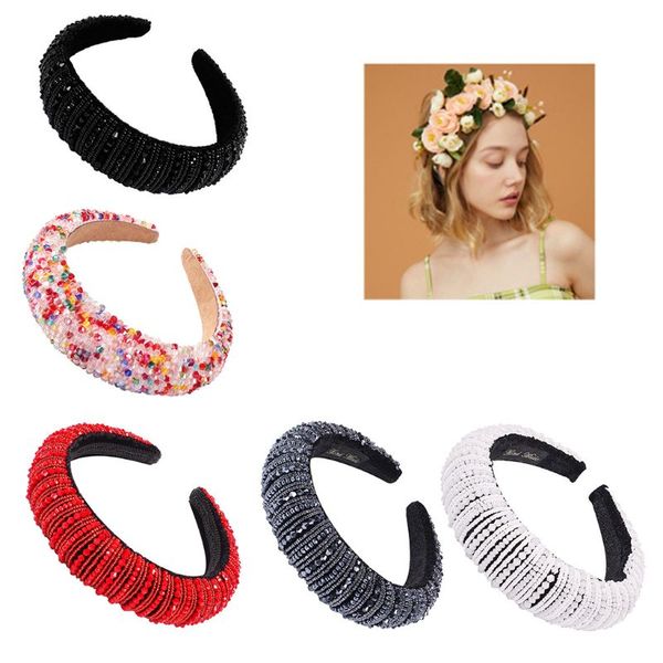 hair clips & barrettes baroque women sponge padded bandana luxury colorful faux crystal beaded hoop wedding bridal jewelry crown headband, Golden;silver 
hair clips & barrettes baroque women sponge padded bandana luxury colorful faux crystal beaded hoop wedding bridal jewelry crown headband, Golden;silver