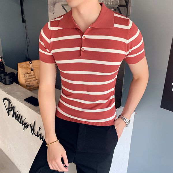 2020 summer england light luxury knit short sleeve shirt korean business casual fashion gentleman slim striped shirt, White;black
2020 summer england light luxury knit short sleeve shirt korean business casual fashion gentleman slim striped shirt, White;black