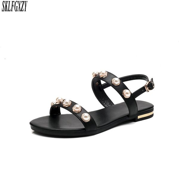 sklfgxzy 2020 summer beach leather ladies sandals 100% genuine cowhide pearl women shoes sandals sizes 32-46, Black
sklfgxzy 2020 summer beach leather ladies sandals 100% genuine cowhide pearl women shoes sandals sizes 32-46, Black