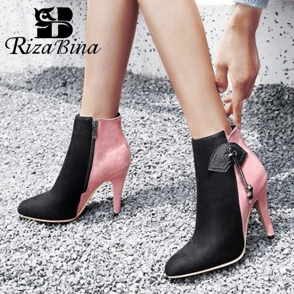rizabina plus size 28-52 women ankle boots suede leather high heels winter shoes women's mixed color party zipper shoes, Black
rizabina plus size 28-52 women ankle boots suede leather high heels winter shoes women's mixed color party zipper shoes, Black