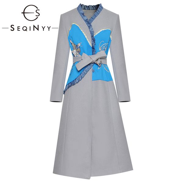seqinyy grey coat 2020 autumn spring new fashion design women long sleeve embroidery flowers bird long belt, Black
seqinyy grey coat 2020 autumn spring new fashion design women long sleeve embroidery flowers bird long belt, Black