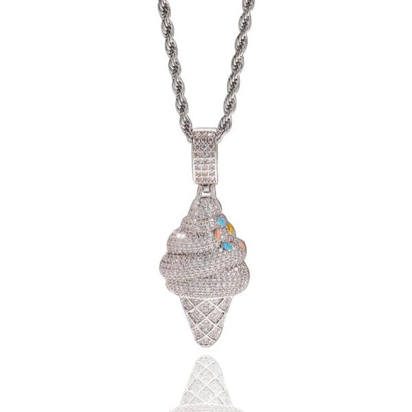hip hop new cubic zircon bling bling cartoon cream pendant fashion cone pendant necklace, Silver
hip hop new cubic zircon bling bling cartoon cream pendant fashion cone pendant necklace, Silver