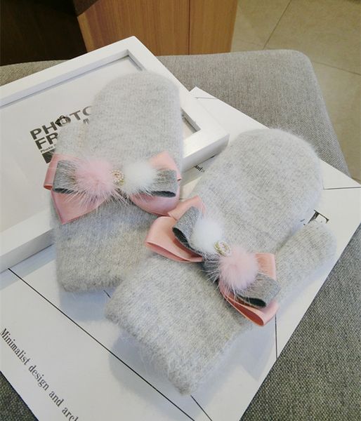 five fingers gloves korean wool bow warm knitted women spring winter gray lovely girls mittens, Blue;gray
five fingers gloves korean wool bow warm knitted women spring winter gray lovely girls mittens, Blue;gray