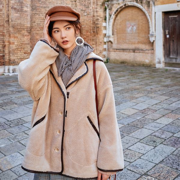 women's fur & faux winter women lambswool overcoats luxury short casual thick warm plus size female 2021 beige ship, Black
women's fur & faux winter women lambswool overcoats luxury short casual thick warm plus size female 2021 beige ship, Black