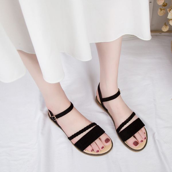 sandals women's fairy-style 2020 summer shoe new style korean-style versatile simple student flat shoes, Black
sandals women's fairy-style 2020 summer shoe new style korean-style versatile simple student flat shoes, Black