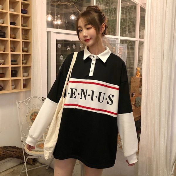 ctfug loose early sweater lazy collar shirt sweater autumn 2020 chic polo stitching contrast color style korean style lapel rky bhmx, Black
ctfug loose early sweater lazy collar shirt sweater autumn 2020 chic polo stitching contrast color style korean style lapel rky bhmx, Black
