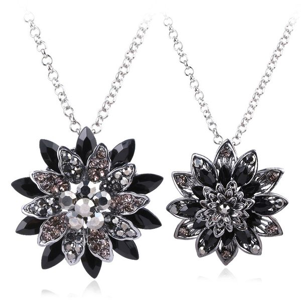 2020 punk retro black dahlia pendant necklace crystal flower choker necklace badge pins jewelry gifts, Silver 
2020 punk retro black dahlia pendant necklace crystal flower choker necklace badge pins jewelry gifts, Silver