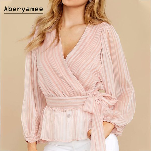 aberyamee chiffon blouse woman long sleeve v neck sashes women's shirts new autumn ruffles pink clothes female, White
aberyamee chiffon blouse woman long sleeve v neck sashes women's shirts new autumn ruffles pink clothes female, White