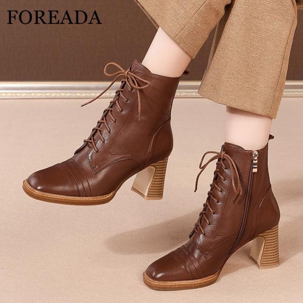 boots foreada square toe high heel woman real leather ankle zip block short lace up female shoes brown size 41, Black
boots foreada square toe high heel woman real leather ankle zip block short lace up female shoes brown size 41, Black