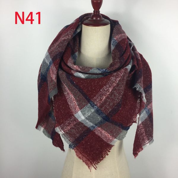 

women new desiign plaid scarves triangle scarf grid tassel oversized check shawl tartan cashmere winter neckerchief new design wraps, Blue;gray