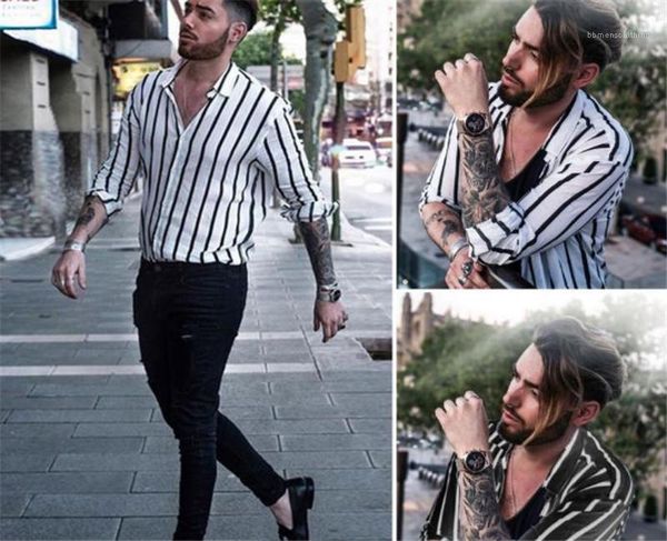 print single breasted brief casual shirt summer spring slim mens clothes striped mens shirt designer lapel neck, White;black
print single breasted brief casual shirt summer spring slim mens clothes striped mens shirt designer lapel neck, White;black