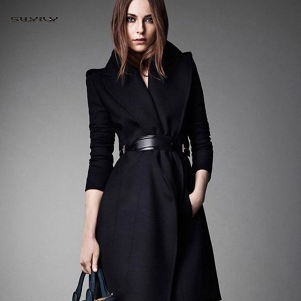 new women's woolen jacket casual long one button buckle coat slim lapel with wool jacket autumn and winter new belt, Black
new women's woolen jacket casual long one button buckle coat slim lapel with wool jacket autumn and winter new belt, Black