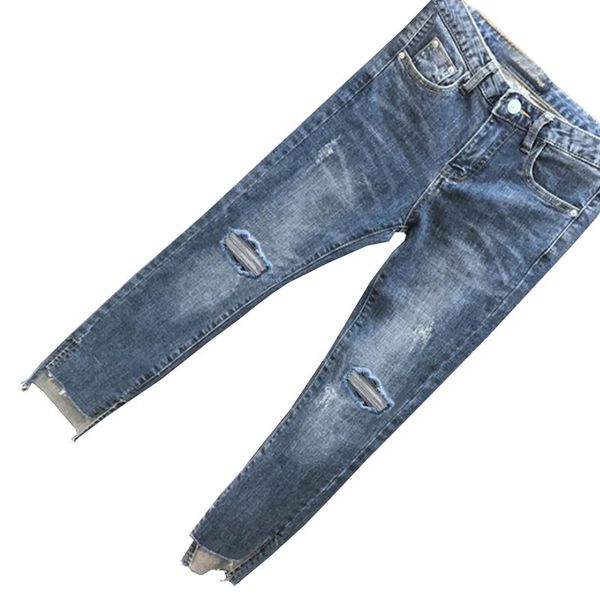 women's jeans spring summer ripped hole women street denim pants casual high waist trousers skinny straight female ankle, Blue
women's jeans spring summer ripped hole women street denim pants casual high waist trousers skinny straight female ankle, Blue