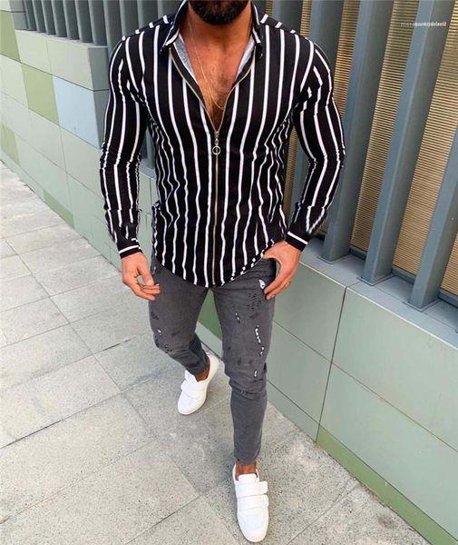 sleeve fashion homme spring mens striped casual shirts lapel neck zipper straight male tshirts long, White;black
sleeve fashion homme spring mens striped casual shirts lapel neck zipper straight male tshirts long, White;black