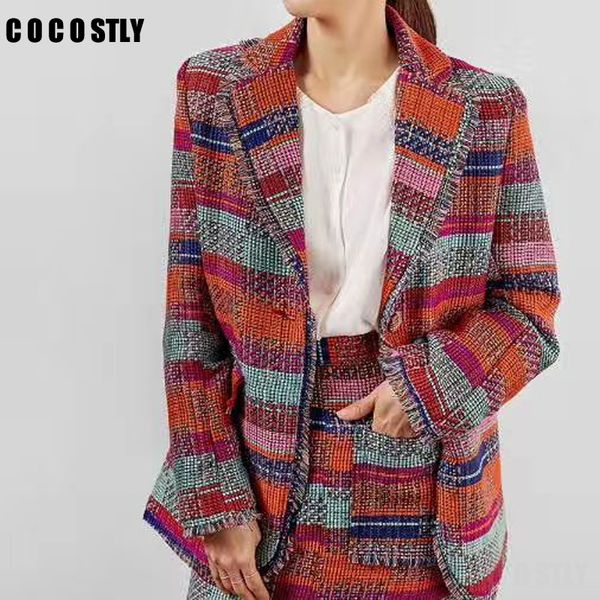 korea style vintage red plaid tweed blazer women coat single button tassel suit jacket winter casual blazer femme slim outwear, White;black
korea style vintage red plaid tweed blazer women coat single button tassel suit jacket winter casual blazer femme slim outwear, White;black