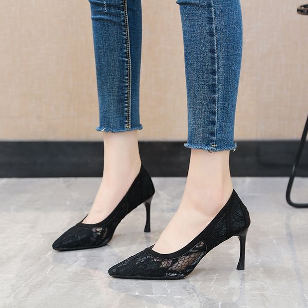 dress shoes rimocy summer flower lace pointed toe pumps women high heels wedding woman fashion solid color hollow out mujer, Black
dress shoes rimocy summer flower lace pointed toe pumps women high heels wedding woman fashion solid color hollow out mujer, Black