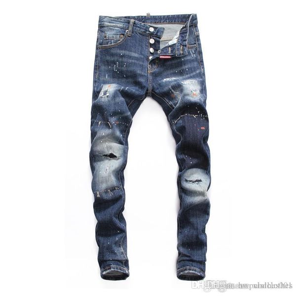2020 new personality men jeans luxury designer mens jeans slim fashion casual pants hole motorcycle mens skinny jeans, Blue
2020 new personality men jeans luxury designer mens jeans slim fashion casual pants hole motorcycle mens skinny jeans, Blue