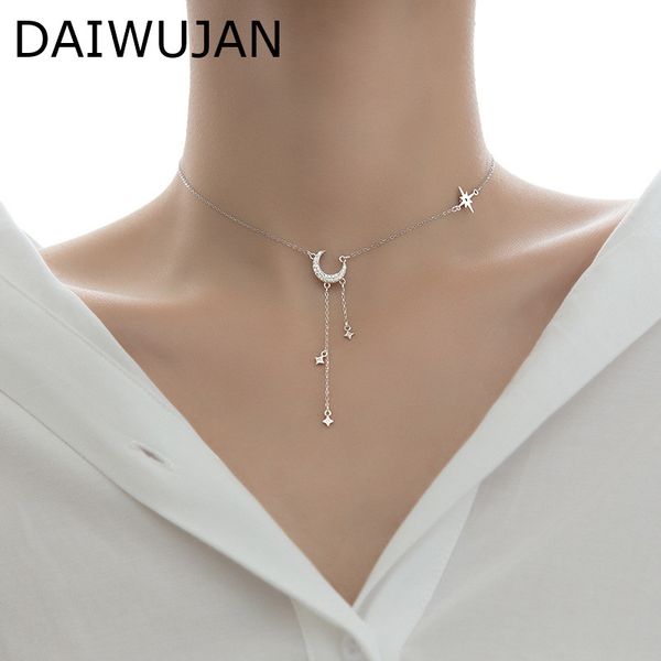 daiwujan korean 925 sterling silver zircon moon choker necklace for women star tassel pendant chain necklaces adjustable jewelry
daiwujan korean 925 sterling silver zircon moon choker necklace for women star tassel pendant chain necklaces adjustable jewelry
