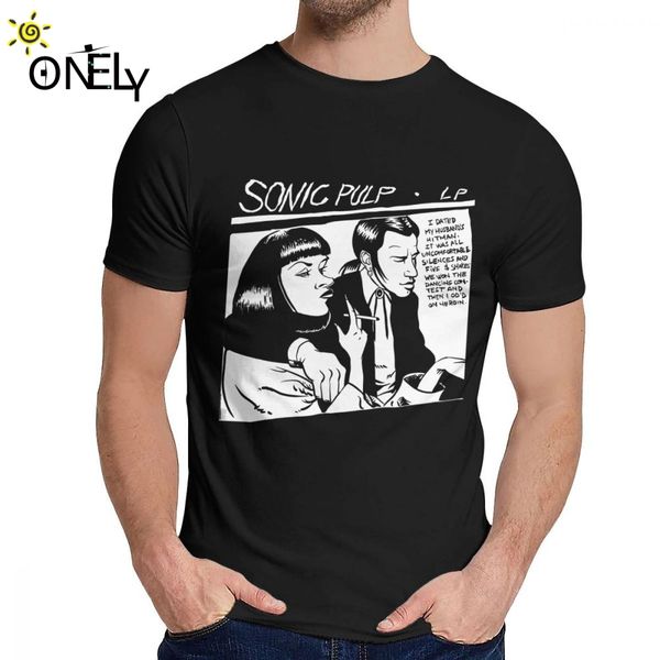 tee shirt sonic pulp goo fiction 100% cotton graphic print classic round neck harajuku streetwear t-shirt