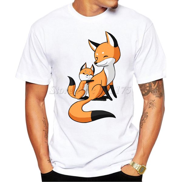 2019 new arrivals fashion fox hug printed men's t shirt cool casual style t-shirt