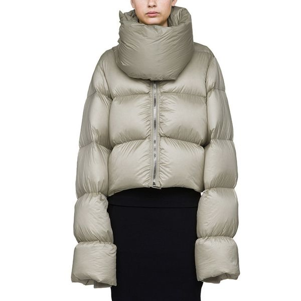 

women windproof high collar warm loose white duck down jacket 2020 fashion short winter jacket coat female feather parka ls171, Black