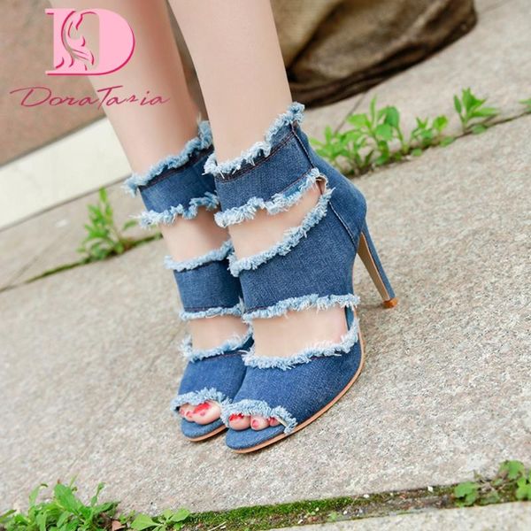 doratasia 2020 brand design denim women sandals thin heels peep toe zipper pumps summer party woman shoes, Black
doratasia 2020 brand design denim women sandals thin heels peep toe zipper pumps summer party woman shoes, Black