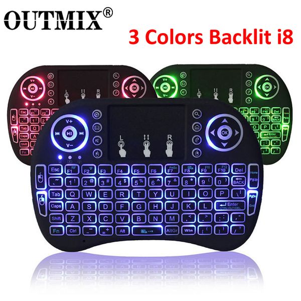3 colors backlit i8 mini wireless keyboard 2.4ghz english russian 3 colour air mouse with touchpad remote control android tv box
3 colors backlit i8 mini wireless keyboard 2.4ghz english russian 3 colour air mouse with touchpad remote control android tv box