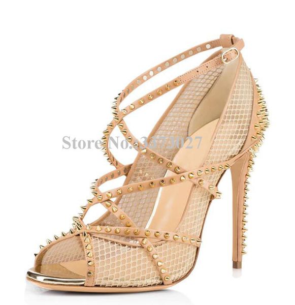 black mesh rivets woman sandals shoes fashion cross strap spikes beige peep toe stiletto heel pumps shoes new banquet heels
black mesh rivets woman sandals shoes fashion cross strap spikes beige peep toe stiletto heel pumps shoes new banquet heels